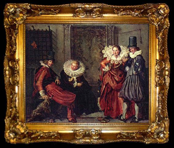 framed  Willem Pieterszoon Buytewech Heet voor te stellen: 2 zusters uit het geslacht Duvelandt van Rhoon en de heren Dirc van der Nath en Johan van, ta009-2